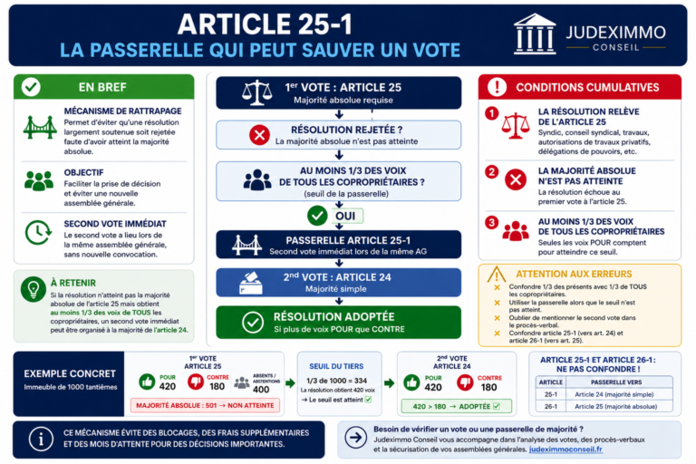 Article 25-1 loi 1965 : comprendre la passerelle de majorité en copropriété