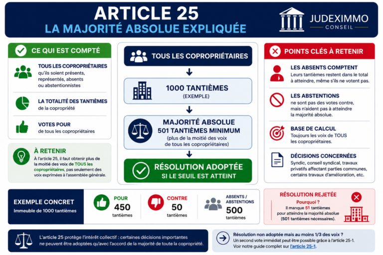 Article 25 loi 1965 : comprendre la majorité absolue en copropriété