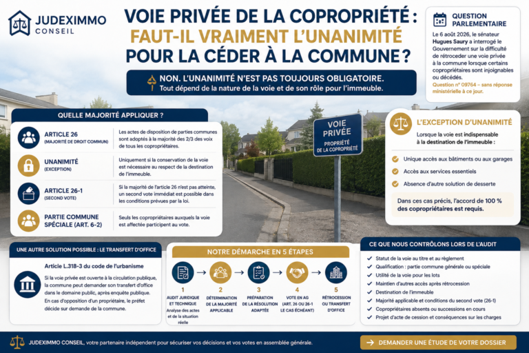 Voie privée de la copropriété : faut-il vraiment l’unanimité pour la céder à la commune ?