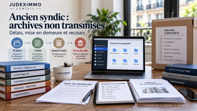 Ancien syndic qui ne transmet pas les archives : délais, mise en demeure et recours