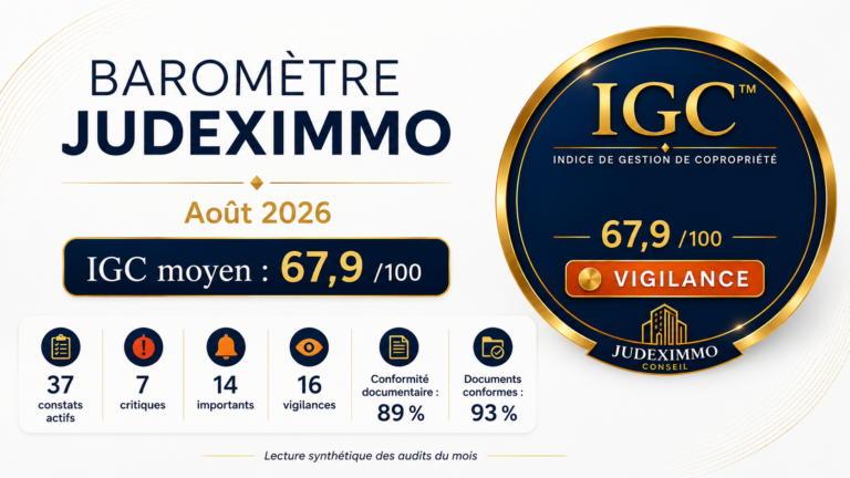 Baromètre JUDEXIMMO – Août 2026 : que révèlent nos audits de copropriété ?