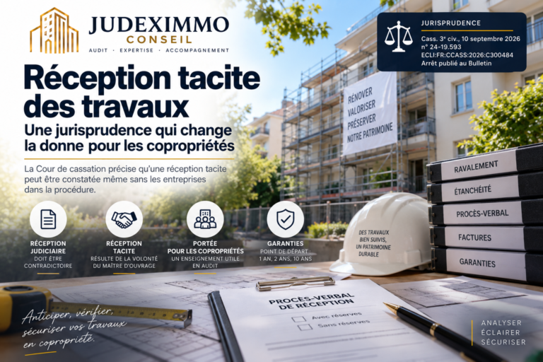 Réception tacite des travaux en copropriété : l’absence de procès-verbal exclut-elle les garanties ?
