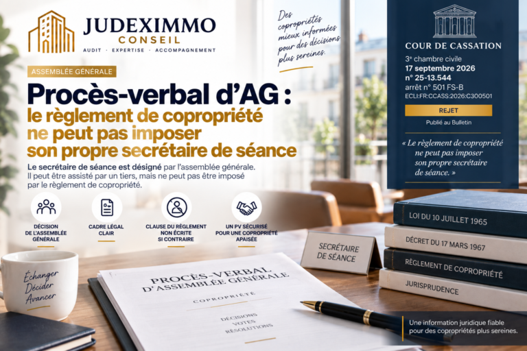 Procès-verbal d’AG : le règlement de copropriété peut-il imposer son propre secrétaire de séance ?