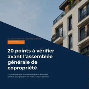 Couverture du guide « 20 points à vérifier avant l’assemblée générale de copropriété »